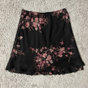 Floral AGB Vintage Black Midi Skirt